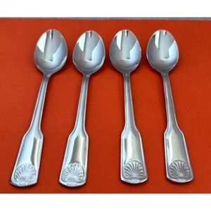 Cambridge SHELL Teaspoons (4) Stainless Scallop Shell Tip Flatware Art Deco